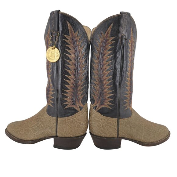 Vintage Tony Lama Exotic Leather Men's Size 9E Brown Cowboy Western Boots USA - Picture 12 of 16